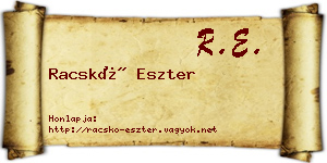 Racskó Eszter névjegykártya